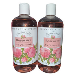 Crabtree‎ & Evelyn Rosewater Bath & Shower Gel 16.9 fl oz Pink - 2 Bottles New